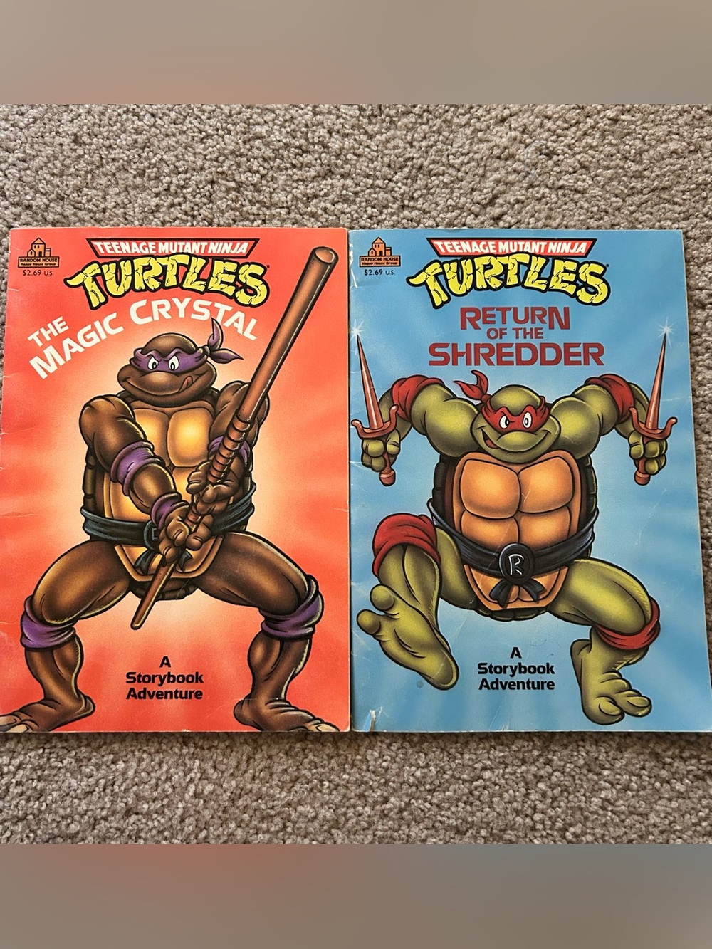 1990 Teenage Mutant Ninja Turtles TMNT Vintage Storybook Adventure Lot of 2